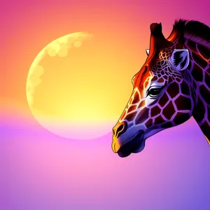 Giraffe Silhouette: Vibrant Glowing Symbol of Art and Light