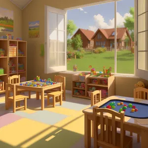 Contemporary Dining Room with Wooden Furniture.