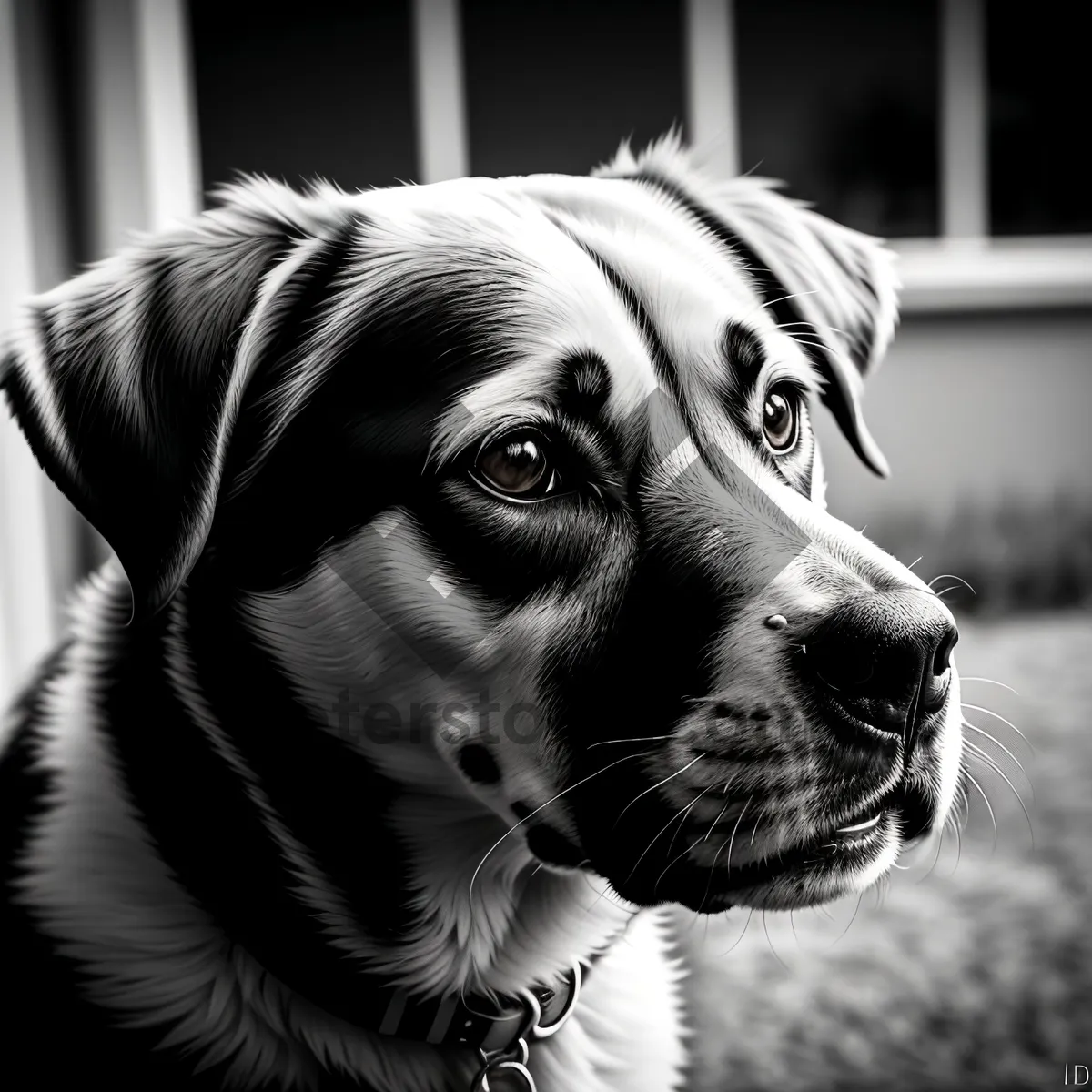 Picture of Playful Dalmatian Puppy on Leash: Adorable Domestic Canine