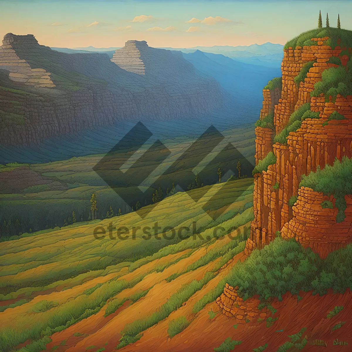 Picture of Majestic Highland Valley meets Mountain Skyline