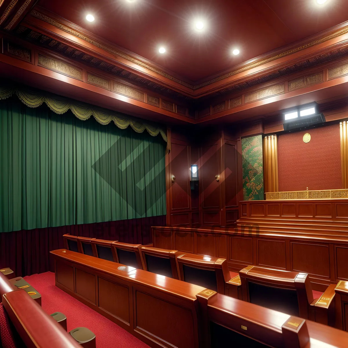 Picture of Luxurious Theater Curtain in Modern Interior.