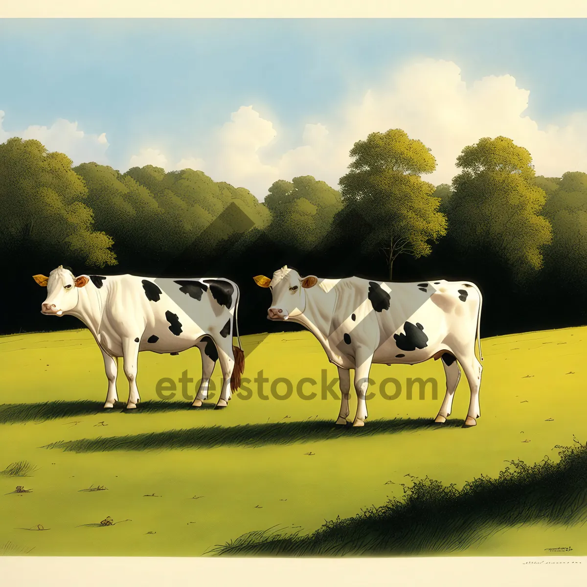 Picture of Idyllic Rural Landscape with Grazing Cows