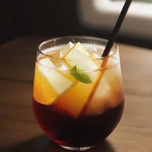 Fresh Fruit Tea Cocktail in Glass with Ice