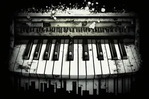 Black piano keyboard music device