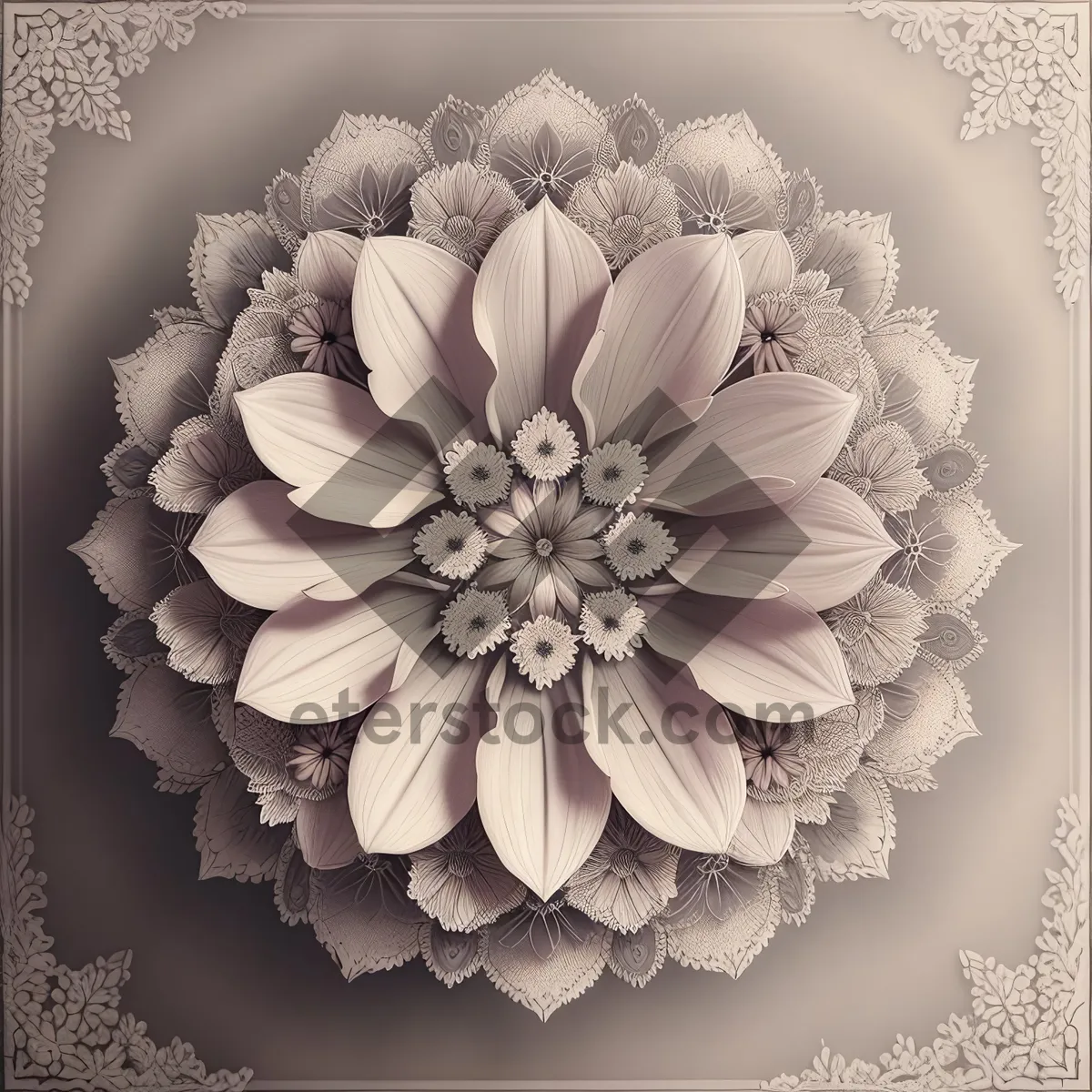 Picture of Vintage Floral Elegance with Pink Lotus Silhouette