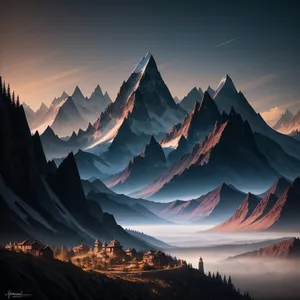 Majestic Mountains Embracing a Serene Sunset