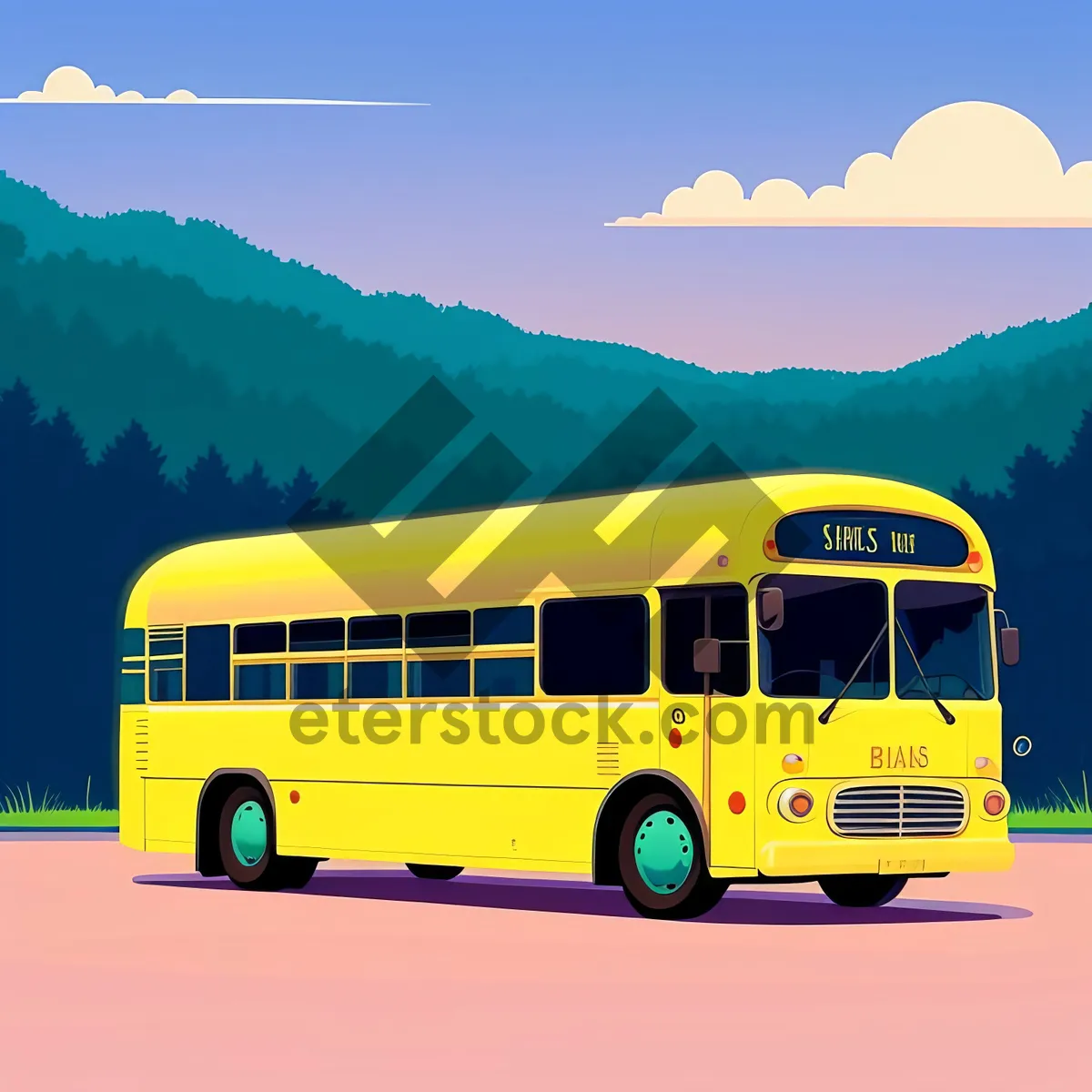 Picture of Bus on the Road: Public Transportation for Travel and Tours