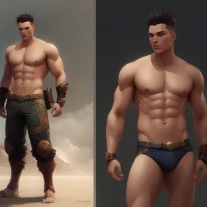 Fit Male Bodybuilder Posing in Swimsuit