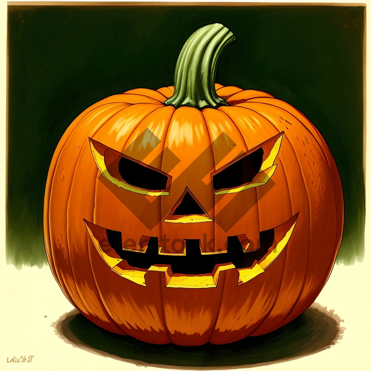 Picture of A Spooky Jack-o'-Lantern Illuminating the Night