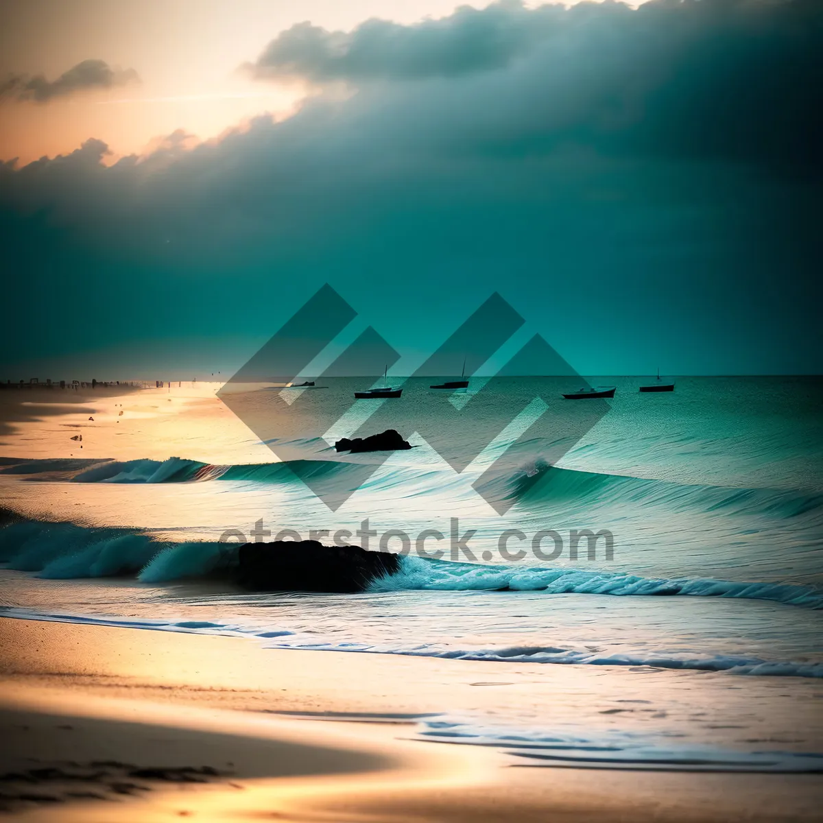 Picture of Serene Sunset Over Tropical Beach