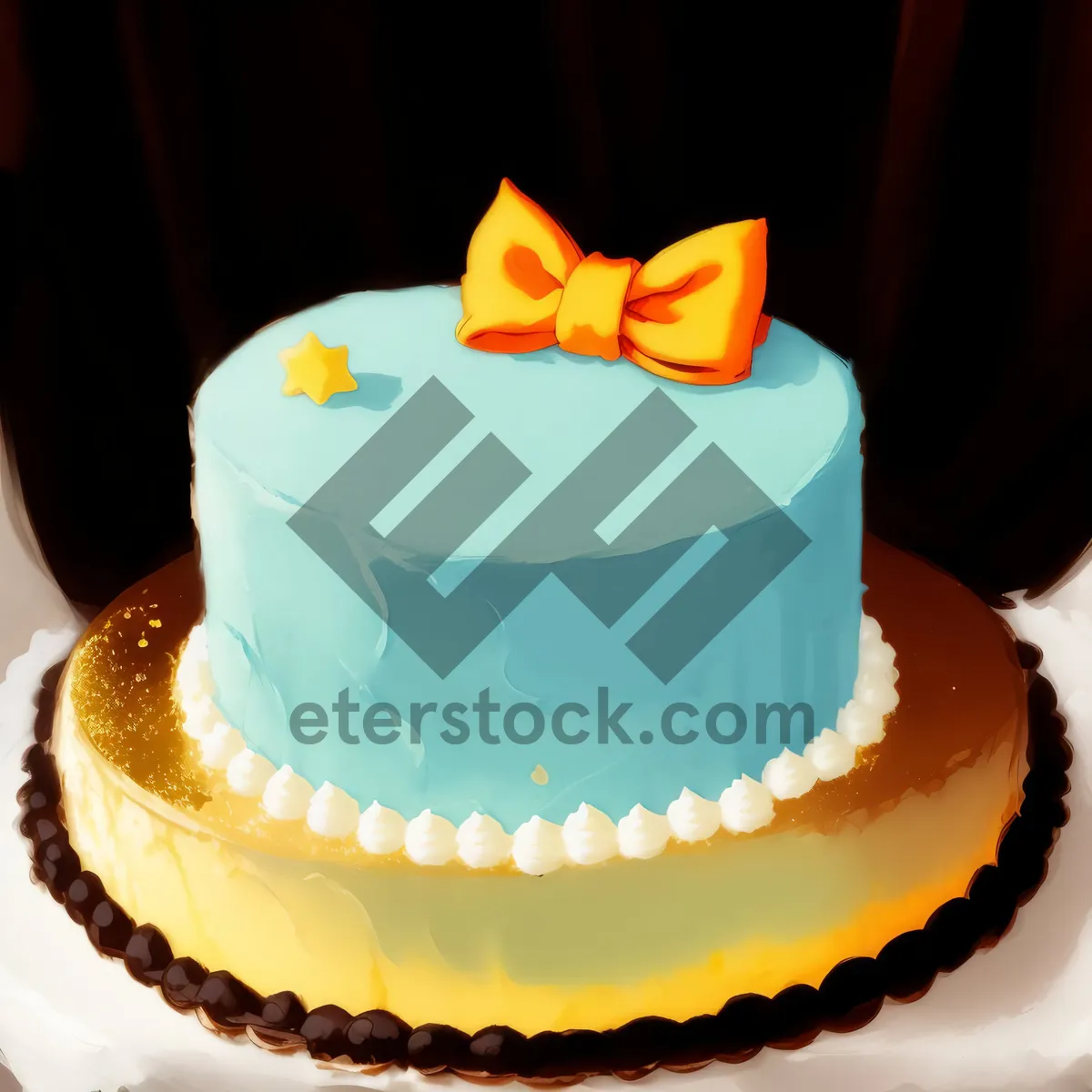 Picture of Celebration Cupcake with Decorated Frosting and Candle