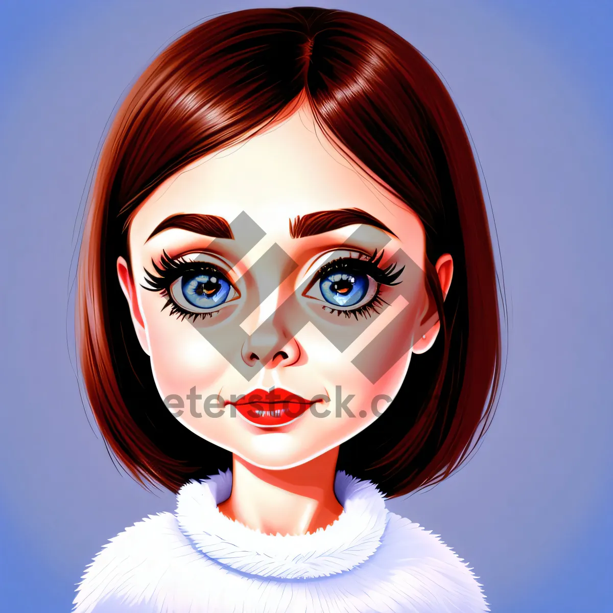 Picture of Fashionable Cartoon Face with Stylish Haircut