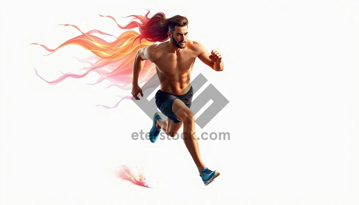 Picture of Sexy athlete jumping in action pose