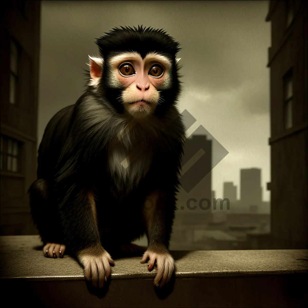 Picture of Playful Macaque Monkey Portrait at the Zoo