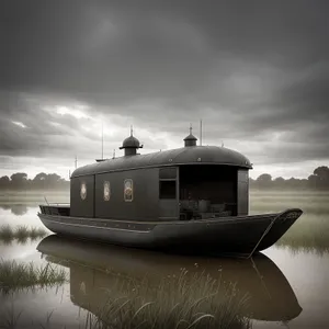 Nautical Warship at Sea: Powerful Vessel