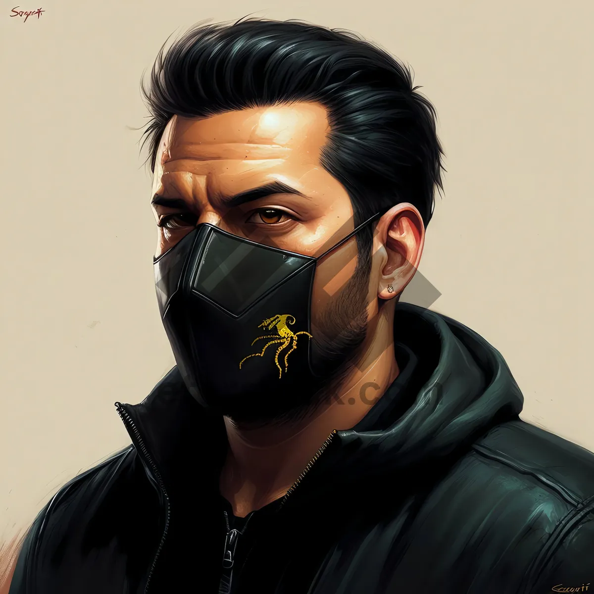 Picture of Stylish Masked Man Fashion Portrait - Captivating Eyes