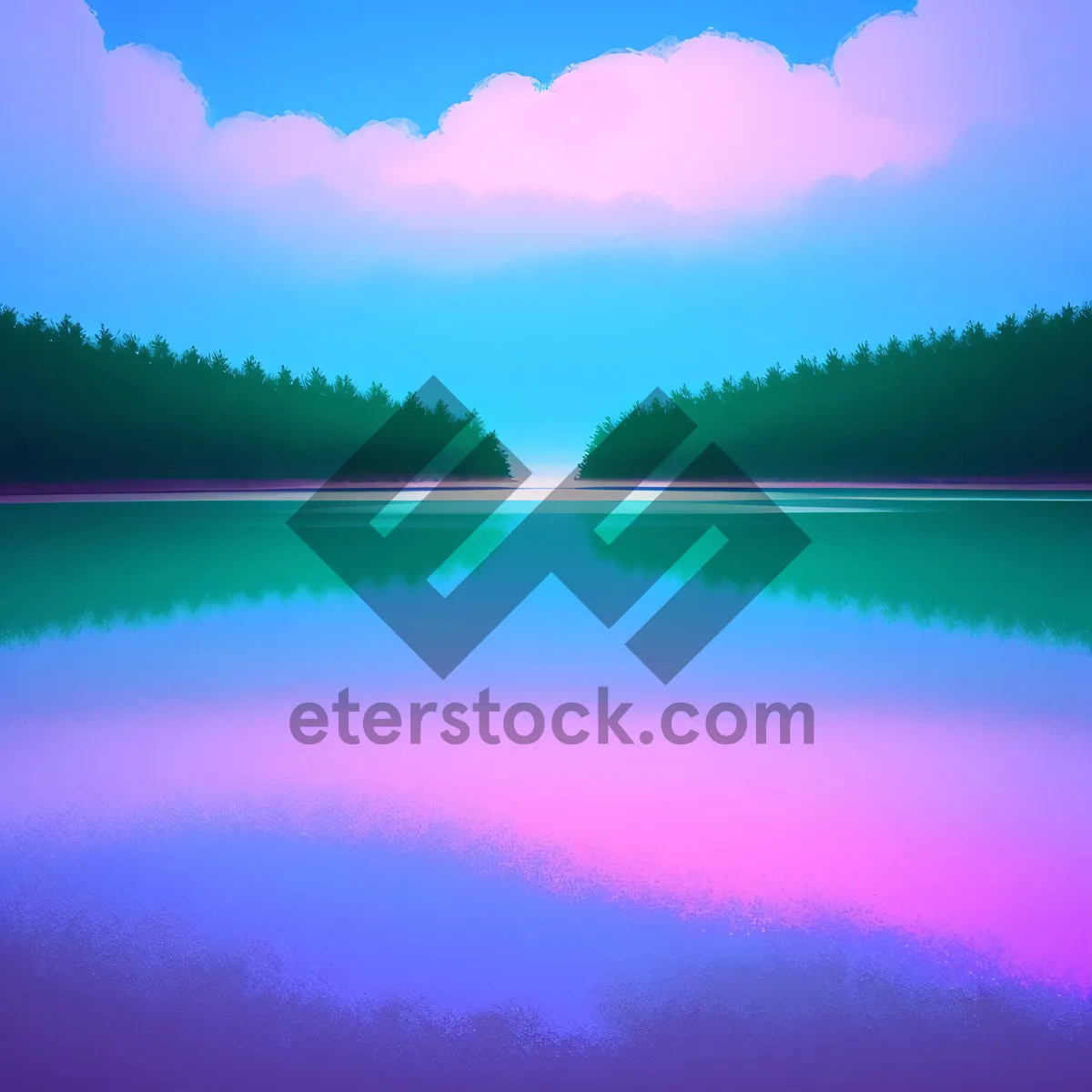 Picture of Serene Sunset Over Sparkling Lake