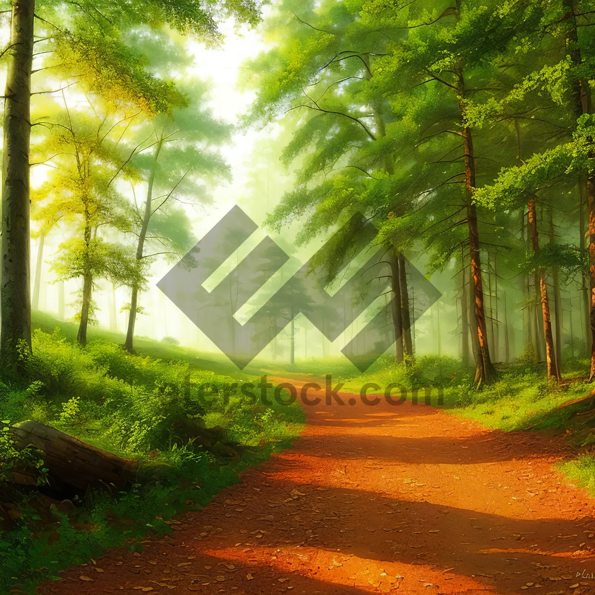 Picture of Autumn foliage pathway through scenic forest