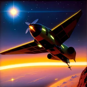 Bright Sky Jet with Powerful Afterburner Soaring