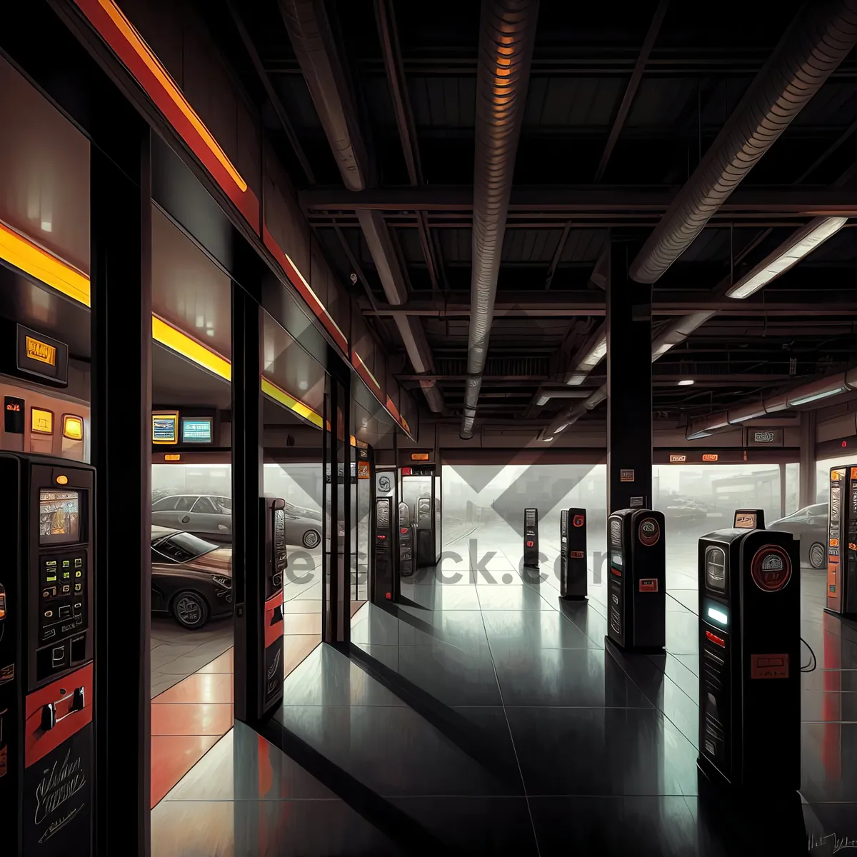 Picture of Modern Urban Subway Turnstile in Transport Station