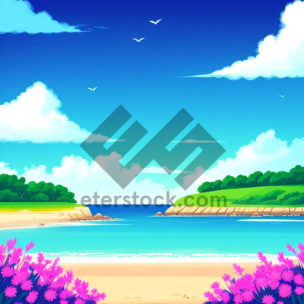 Picture of Vibrant Summer Sky Over Coastal Landscape