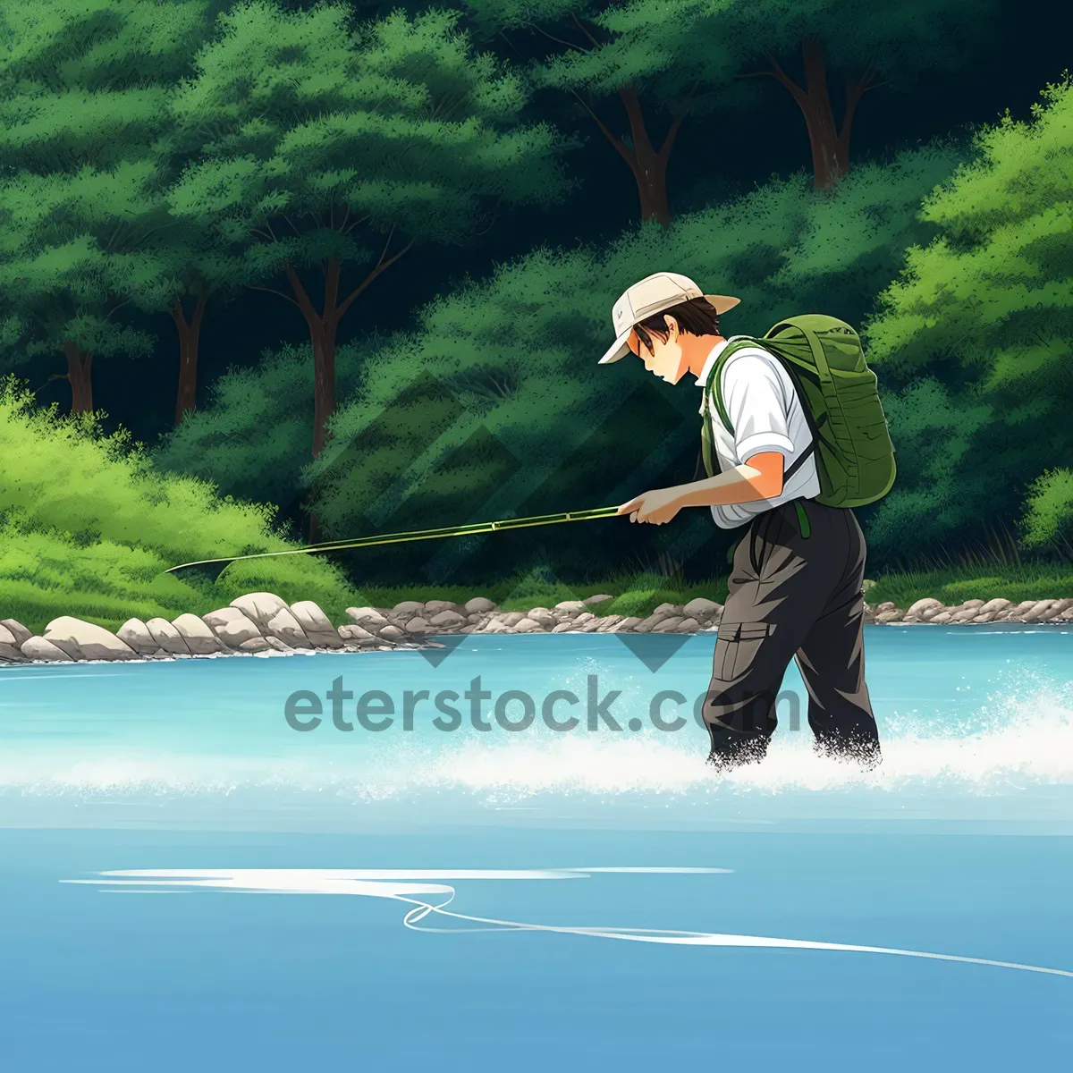 Picture of Winter Sportsman Skating on Snowy Mountain