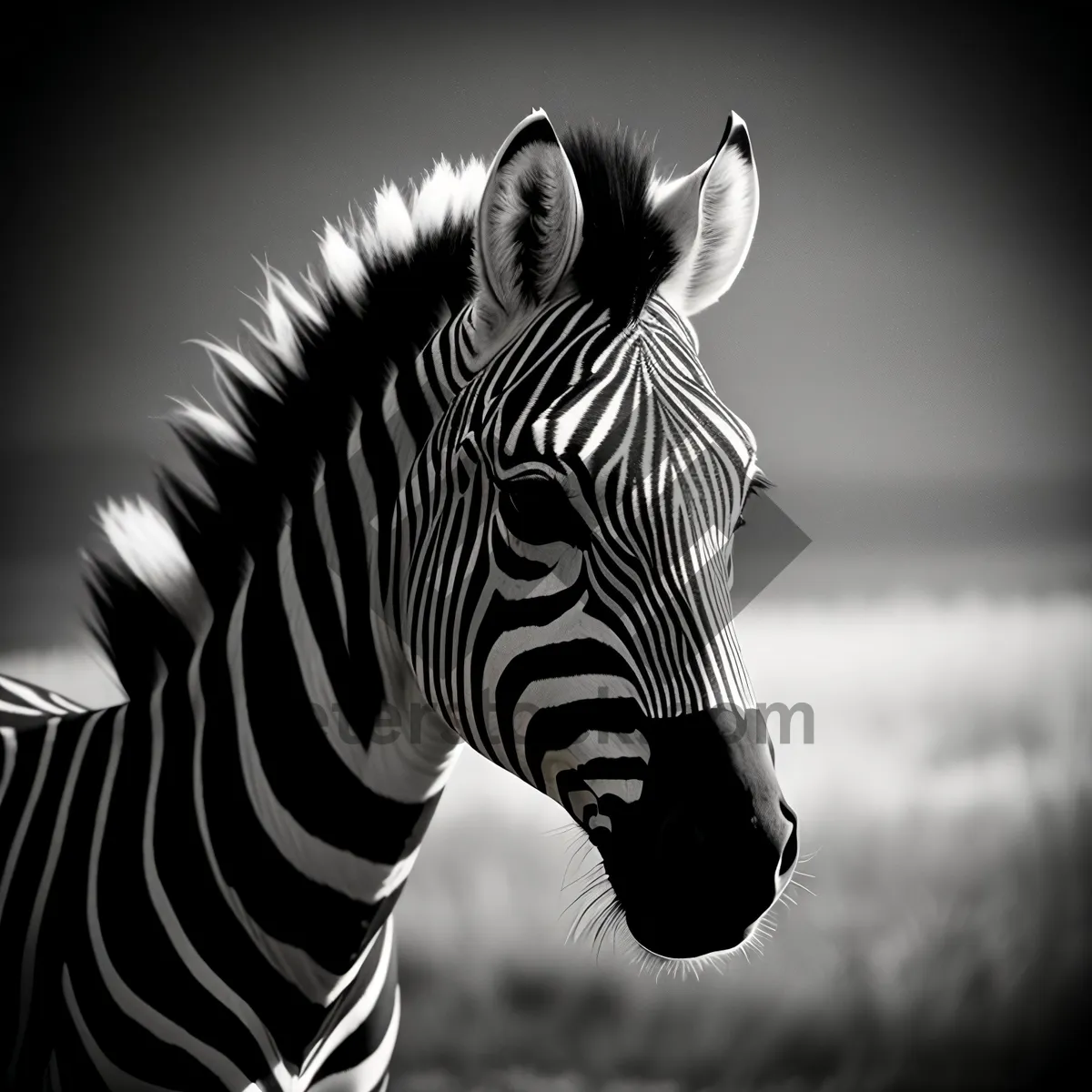 Picture of Wild Zebra Grazing in African Grasslands