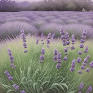 Lavender Blooms in Rural Meadow