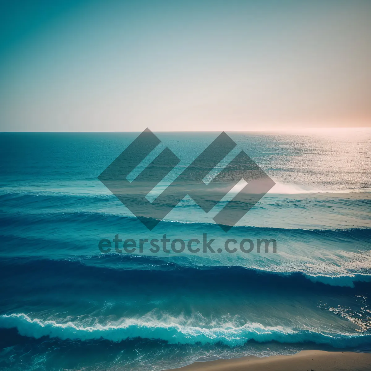 Picture of Turquoise Wave Crashing on Sandy Beach