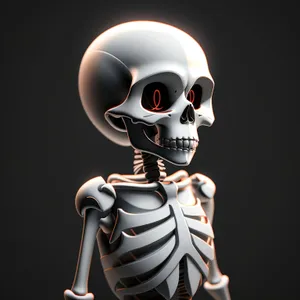 Bust Sculpture: Spooky Skeleton Head in Plastic Art