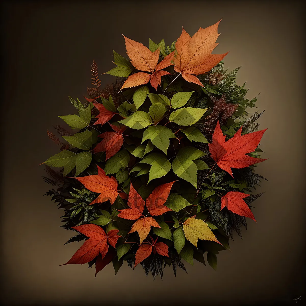 Picture of Autumn Maple Leaf Pattern: Decorative Floral Design with Textured Leaves