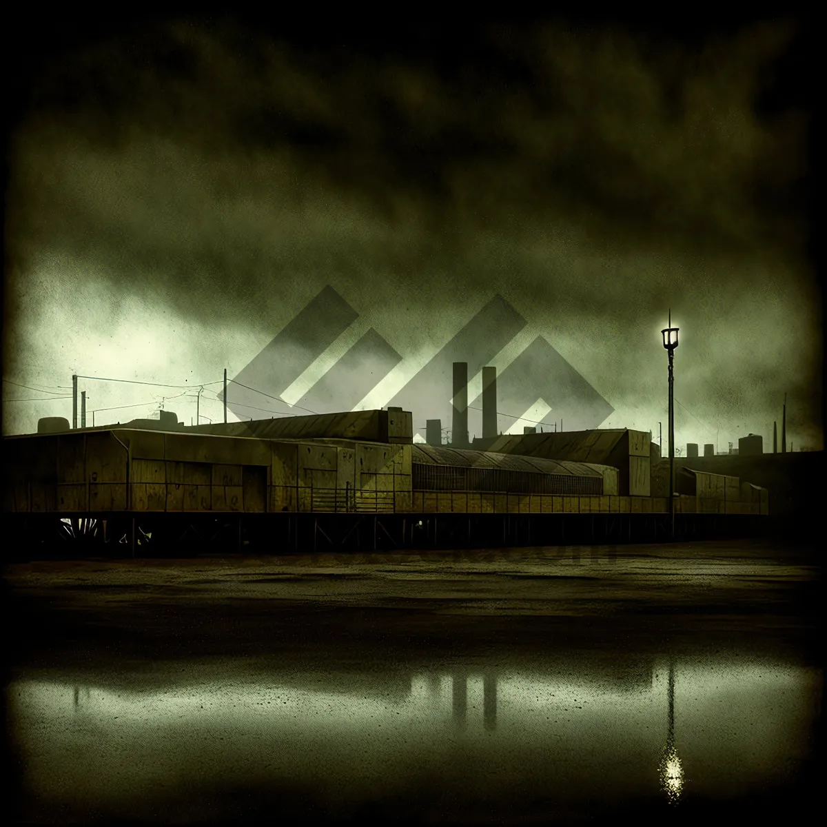 Picture of Vibrant Skyline with Industrial Truck and Clouds