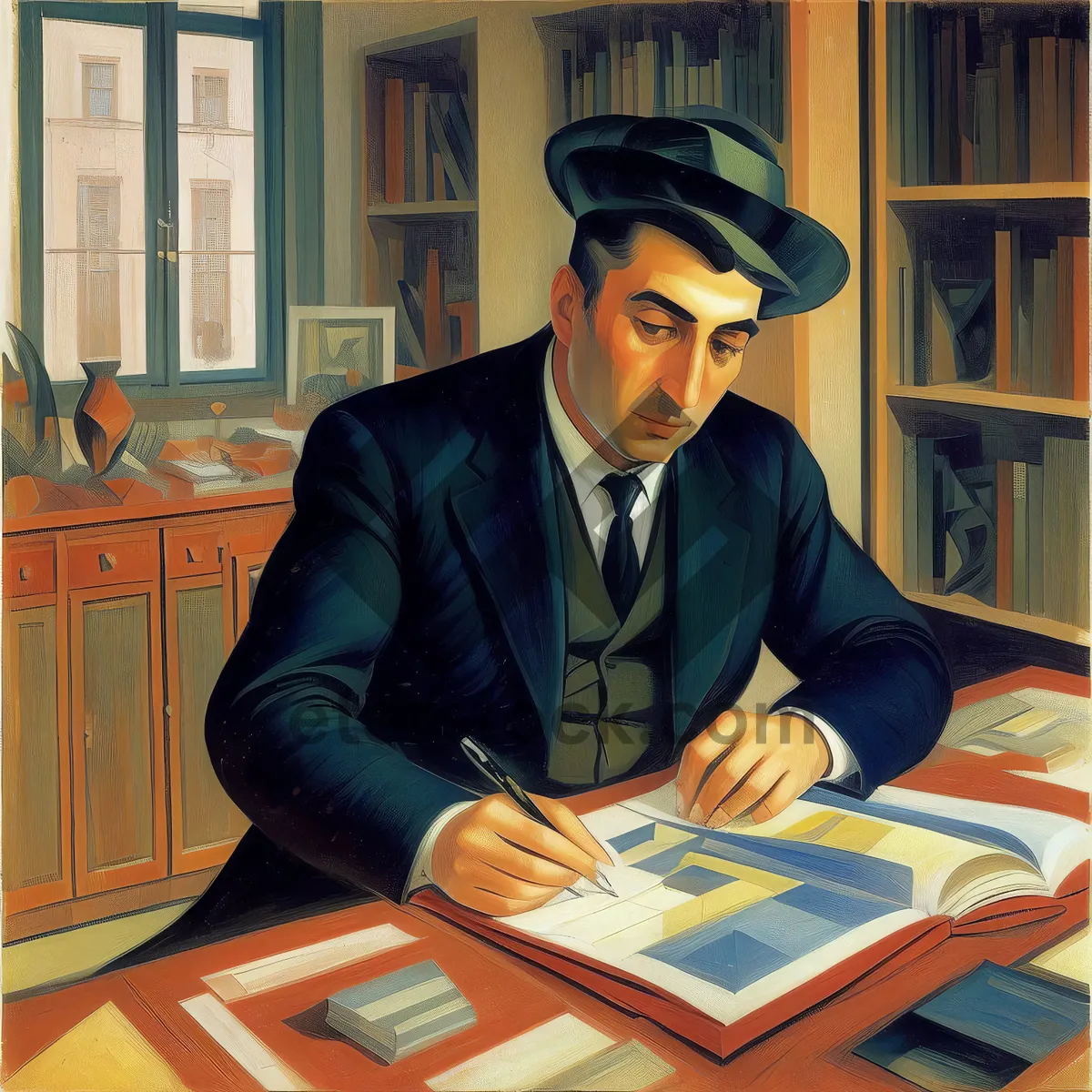 Picture of Professional man working on laptop at office desk