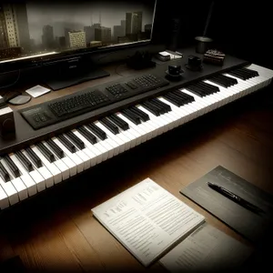 Classical Keyboard Synthesizer: Black Electronic Music Device