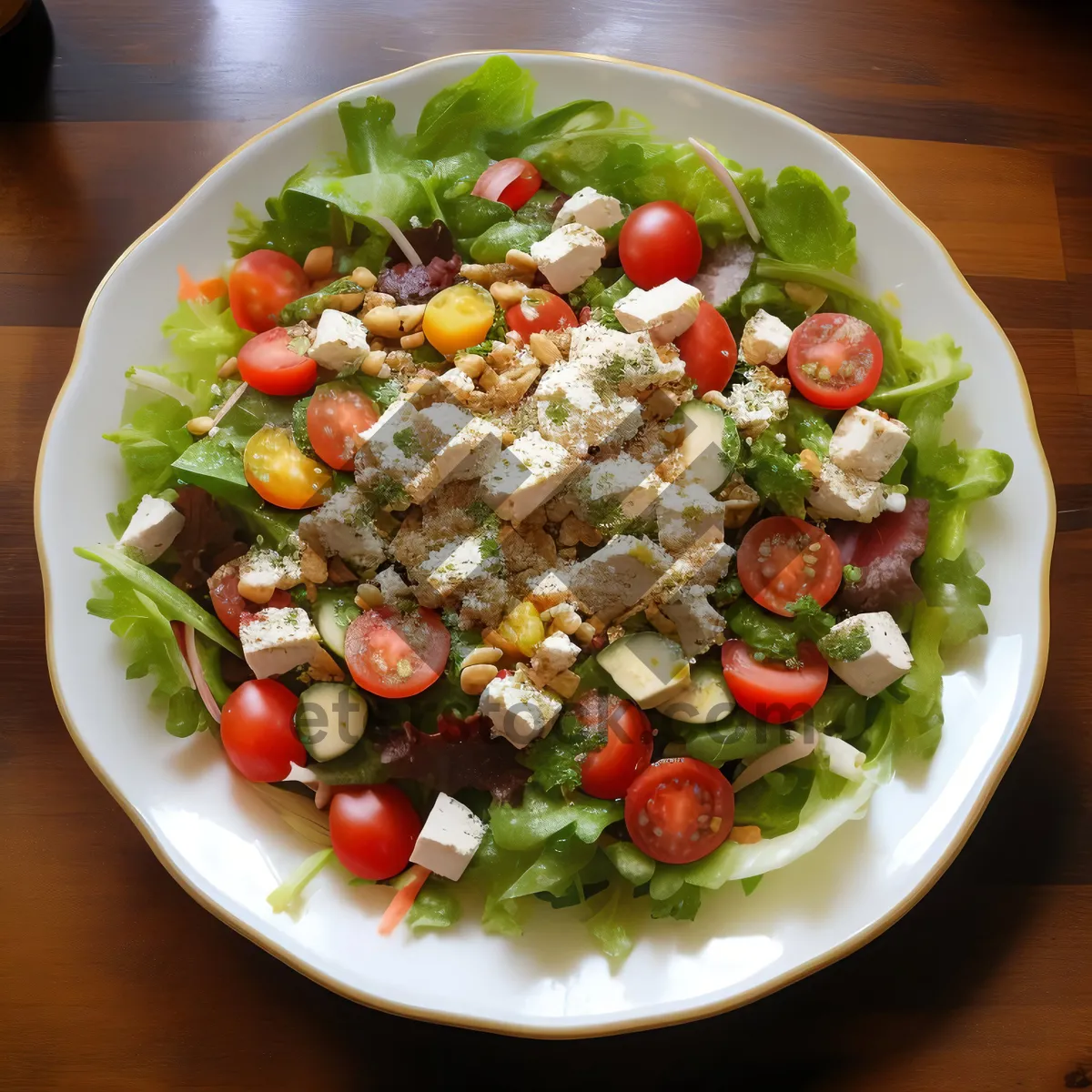 Picture of Delicious Gourmet Vegetable Salad with Chickpeas and Lettuce