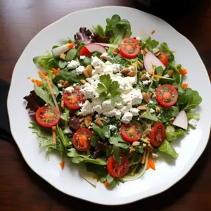 Nutritious grilled vegetable and cheese salad plate