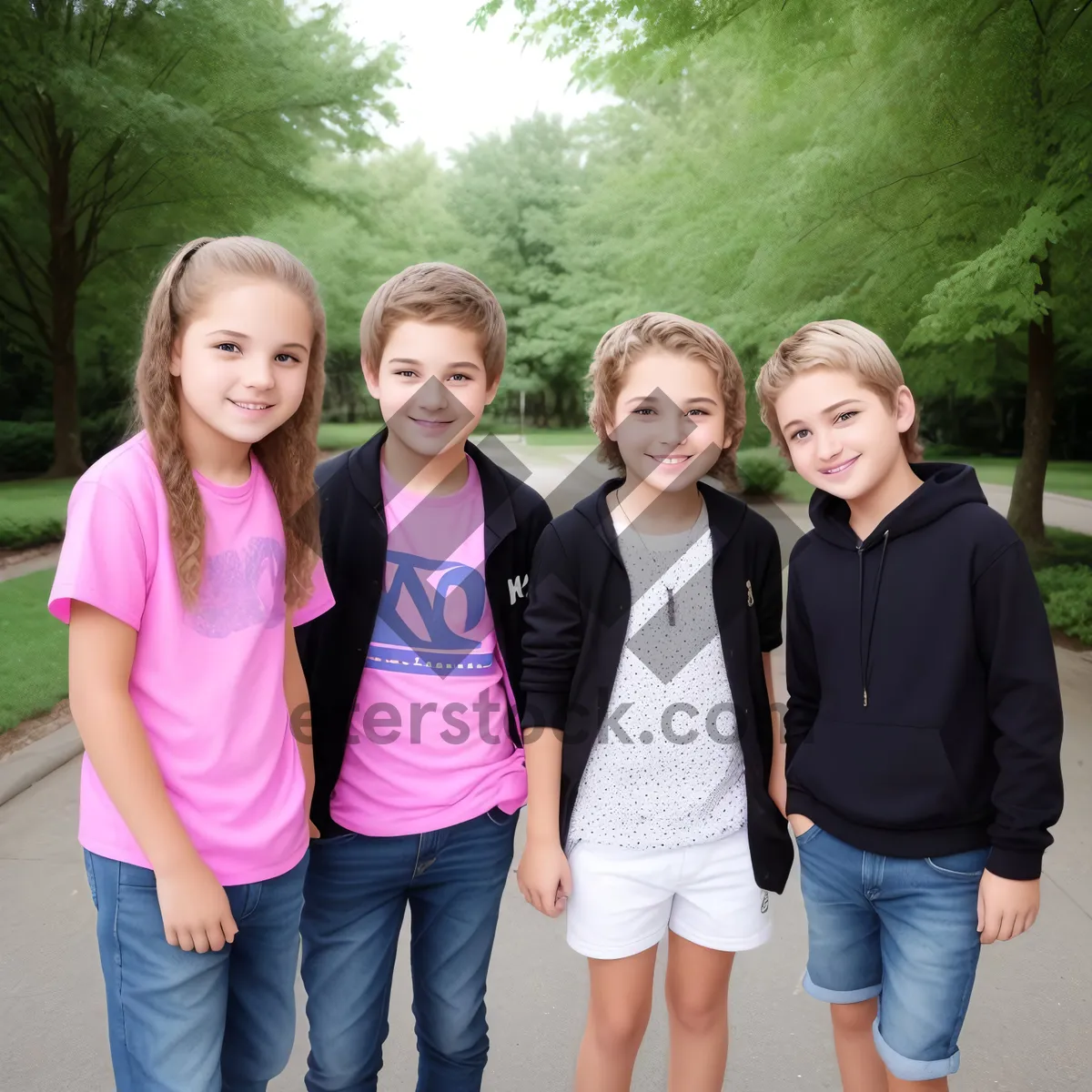 Picture of Smiling Family Enjoying Fun in the Park