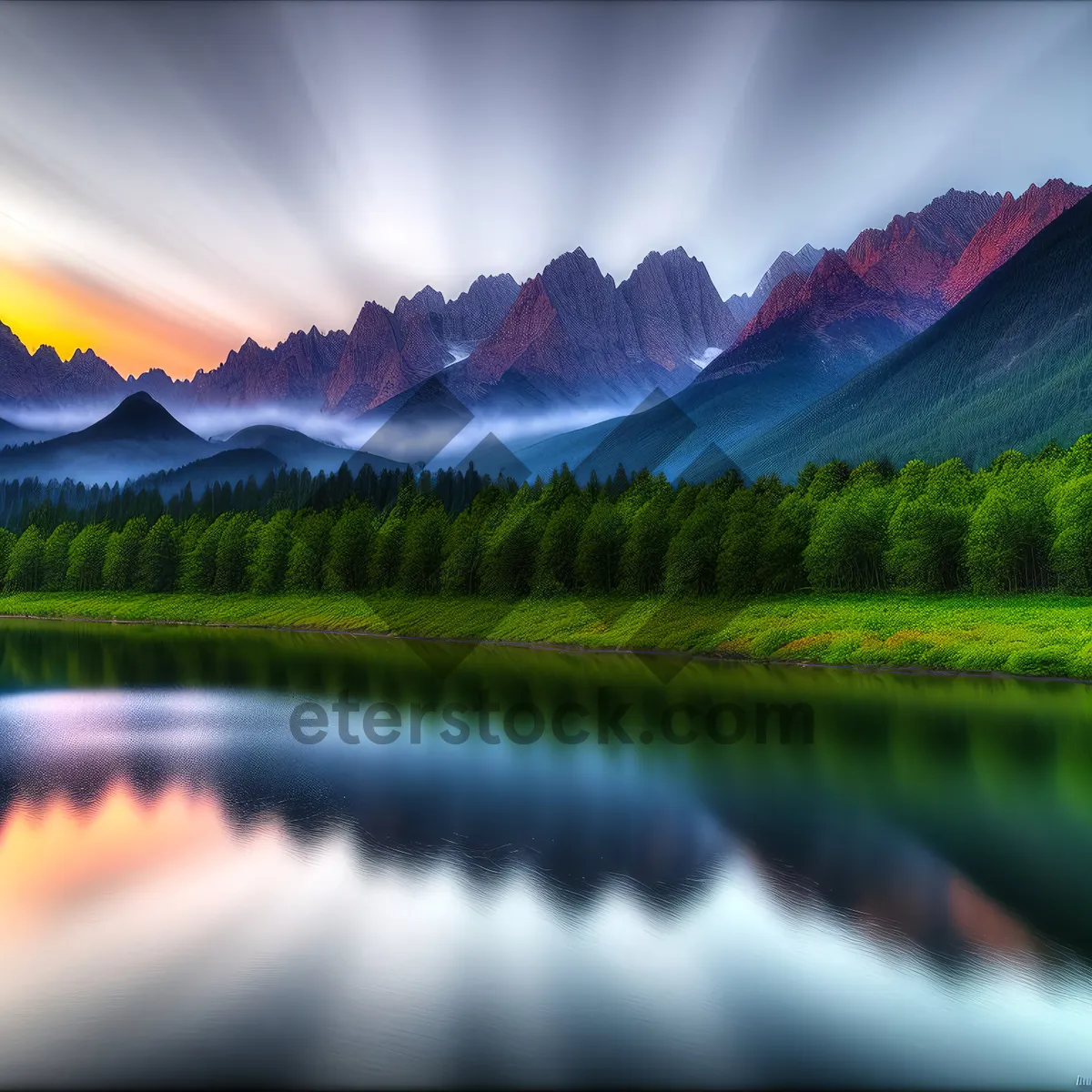 Picture of Serene Summer Reflections on Meadow Lake