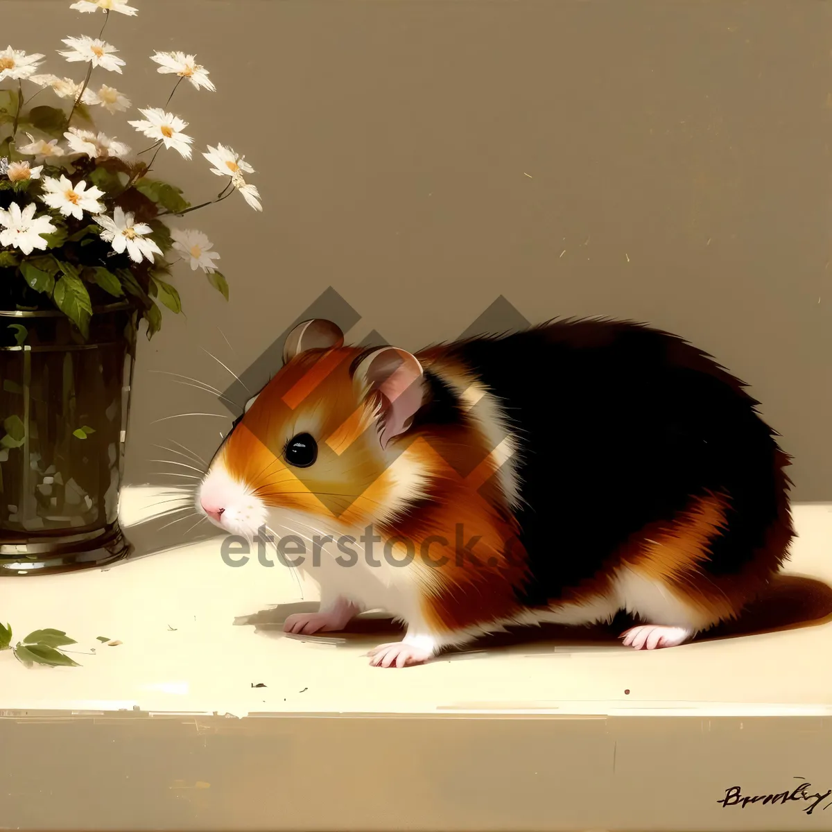 Picture of Furry Guinea Pig with Cute Whiskers