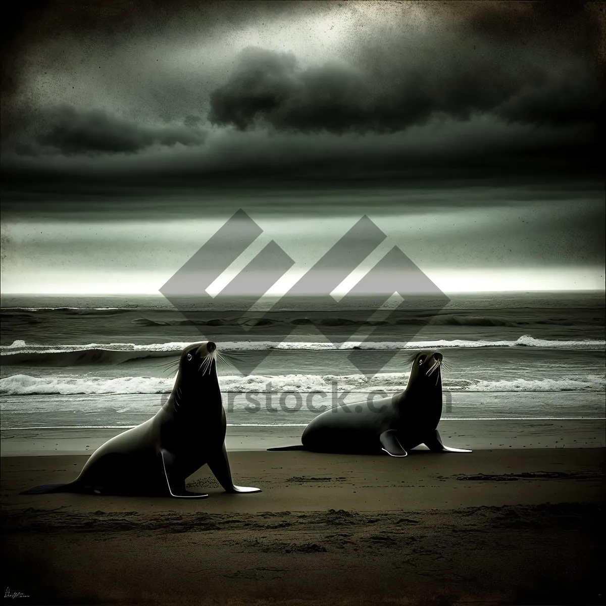 Picture of Playful Sea Lion on Sandy Beach