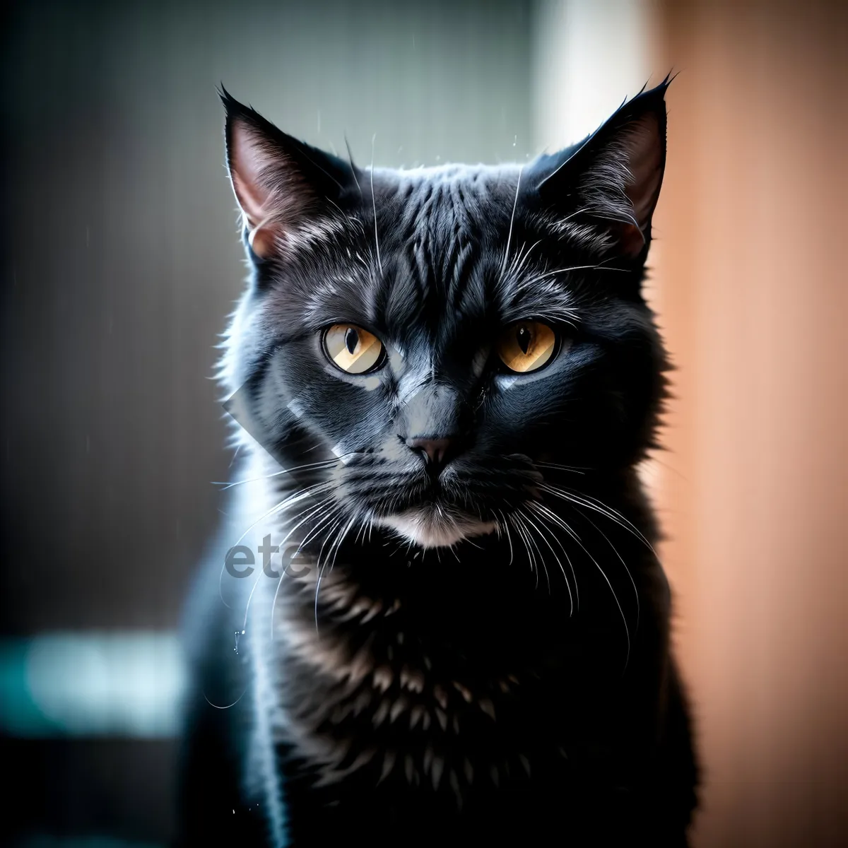 Picture of Furry Feline Fluffball: Adorable Gray Kitten with Curious Eyes