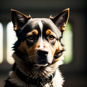 Black Border Collie Puppy: Purebred Canine Friend in Studio Portrait