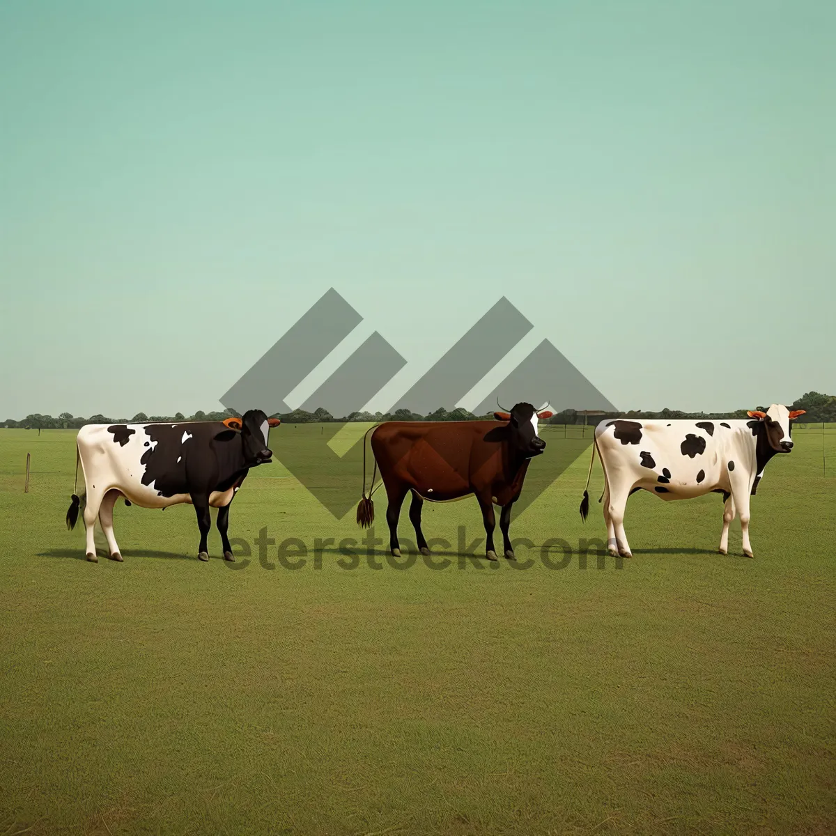 Picture of Grazing Cows in Picturesque Rural Landscape