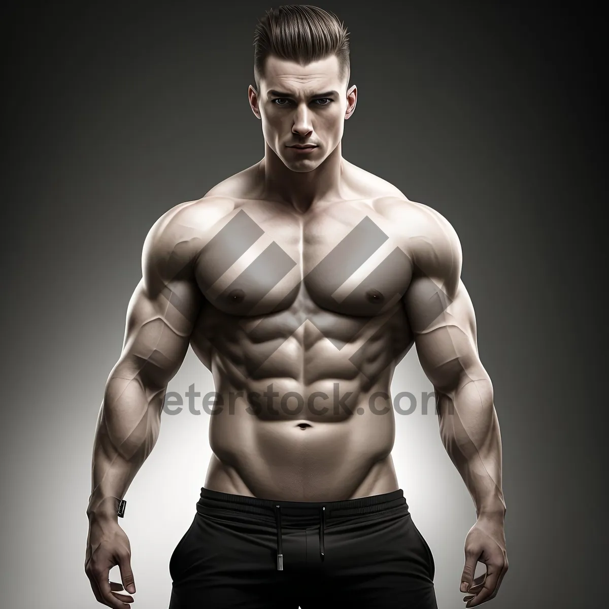 Picture of Sculpted Male Fitness Model Flexing Abs