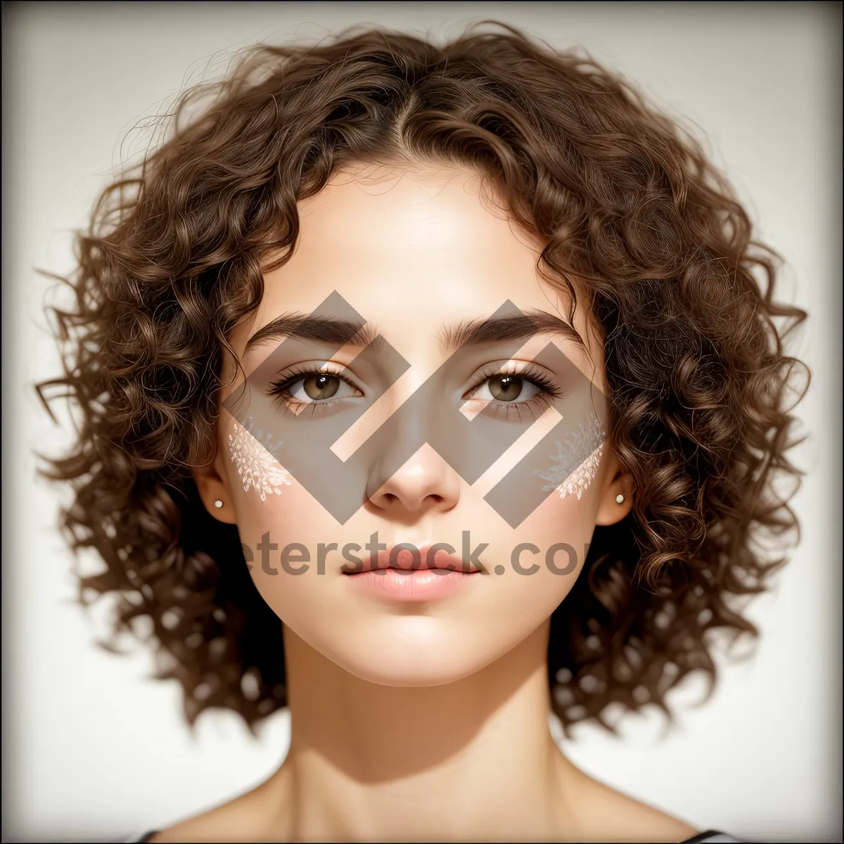 Picture of Locks of Elegance: Portrait of an Attractive Fashion Model with Stunning Curly Hair