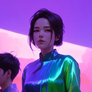 Beautiful Smiling Lady in Stylish Kimono Robe