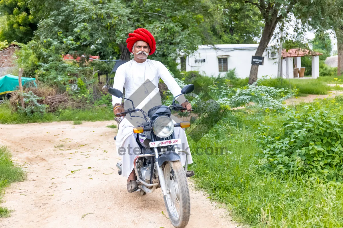 Picture of Healthy cyclist enjoying summer outdoor bike ride in park