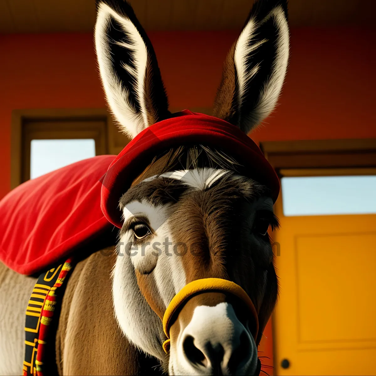 Picture of Brown Llama Head on Farm