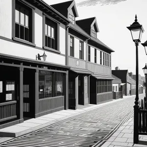 Old Town Building with Street Tramway