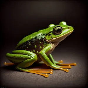 Colorful Eyed Tree Frog Peeking from Leaf